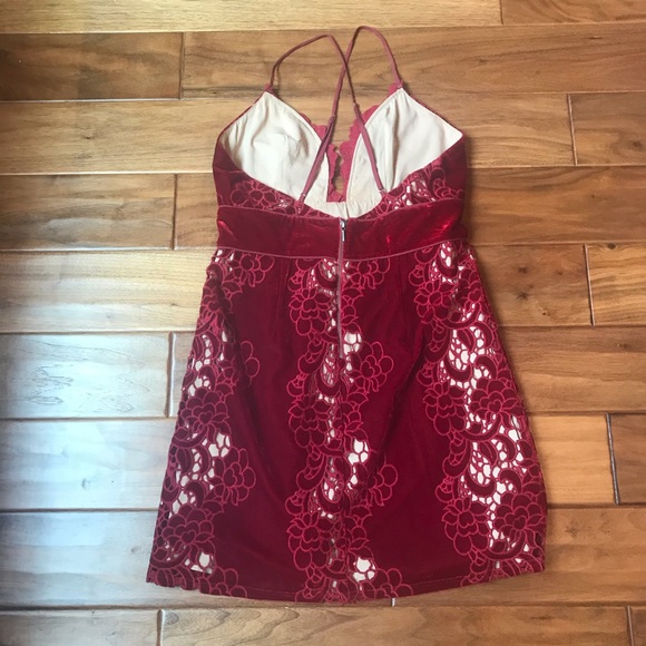 Free People x Saylor Logan Velvet Lace Mini Dress Size L - Picture 9 of 14